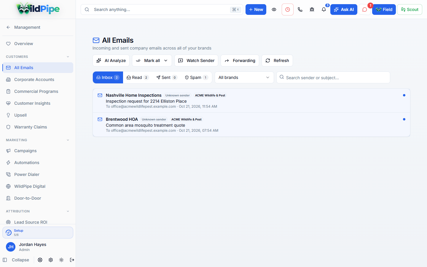 Business Email in WildPipe: the shared business inbox