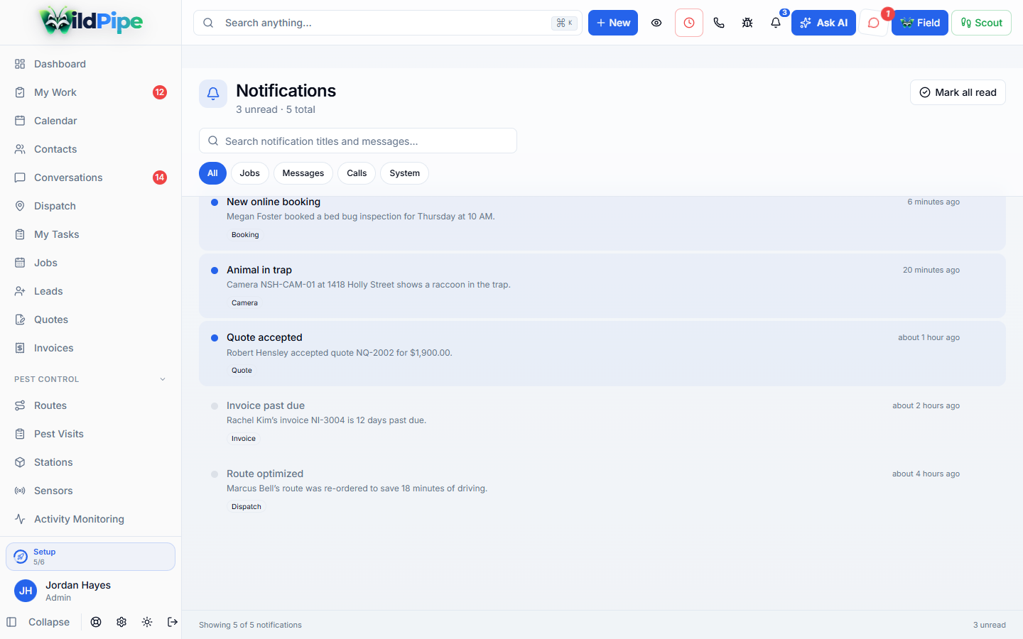 Alerts & Reminders in WildPipe: alerts for bookings, captures, and payments
