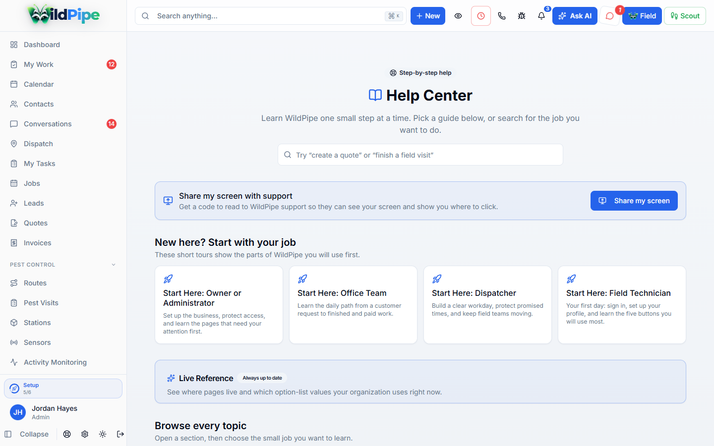Setup & Training in WildPipe: step-by-step setup and training guides