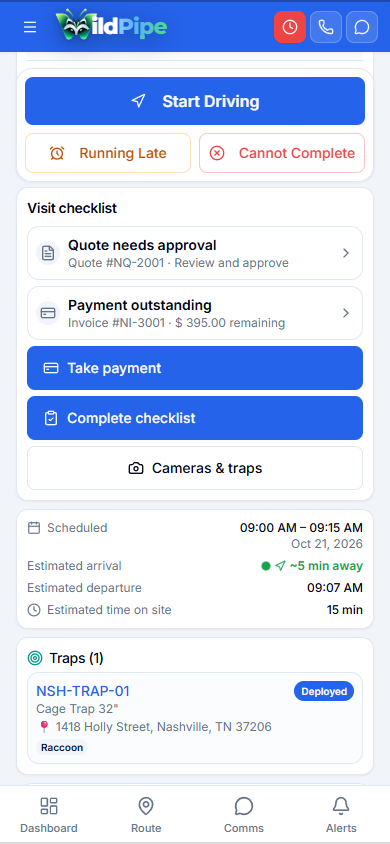 Task Checklists, step 1 of 2: Each stop shows what to do and what must be recorded before it’s done.